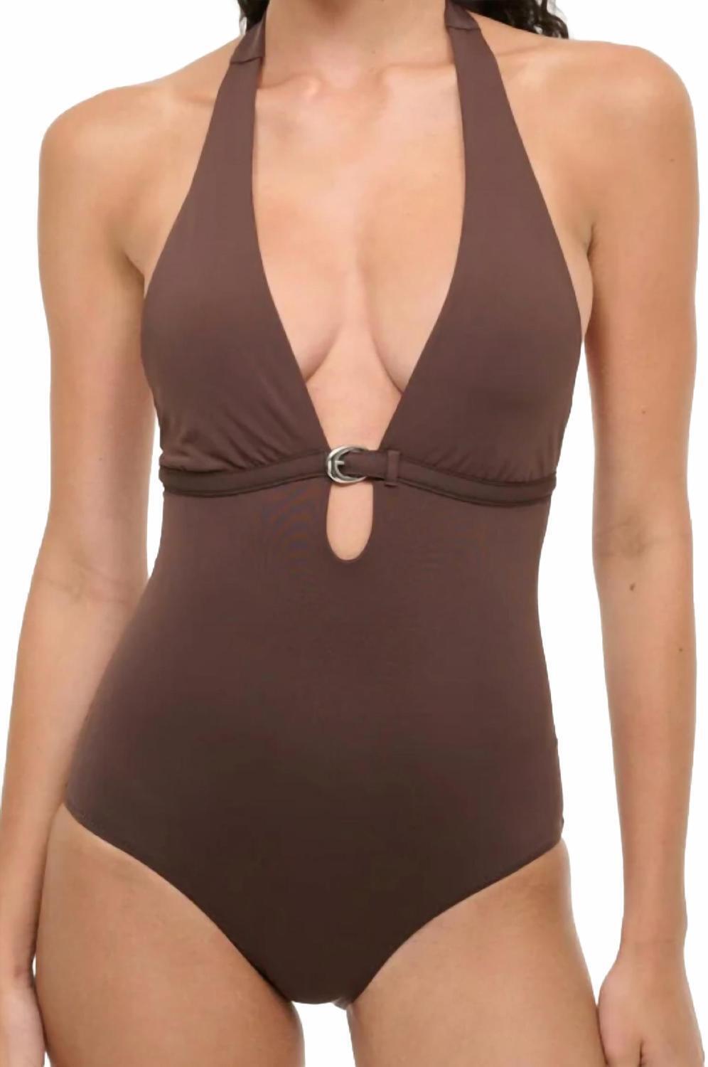 New Staud La Jolla One Piece In Dark Chocolate